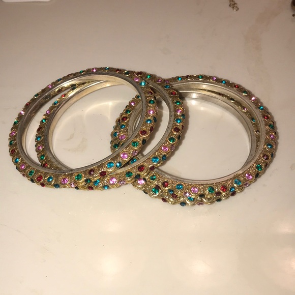 Stack of four multi color bangles from Nordstrom - Picture 2 of 2